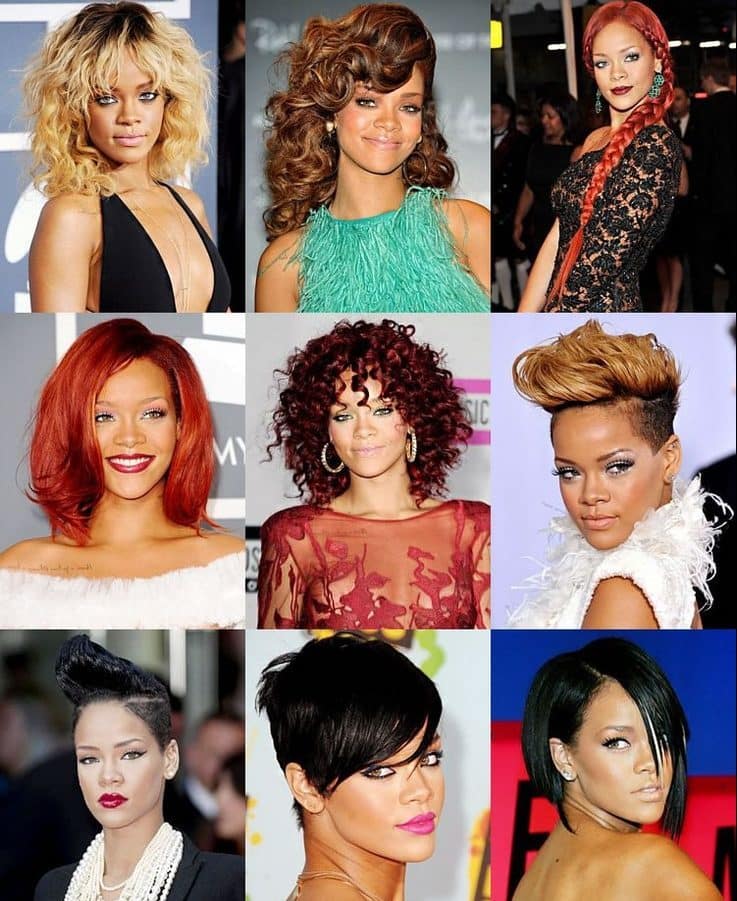 rihanna long black curly hair