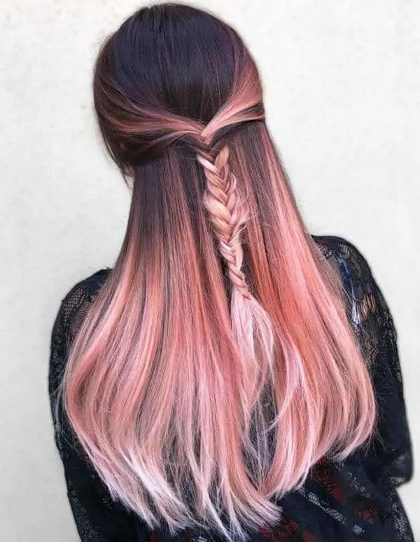 Braided Rose Gold Ombre Hair