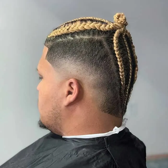 braided man bun hairstyles for fat guys