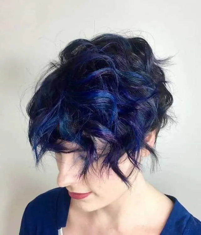 wavy royal blue hair