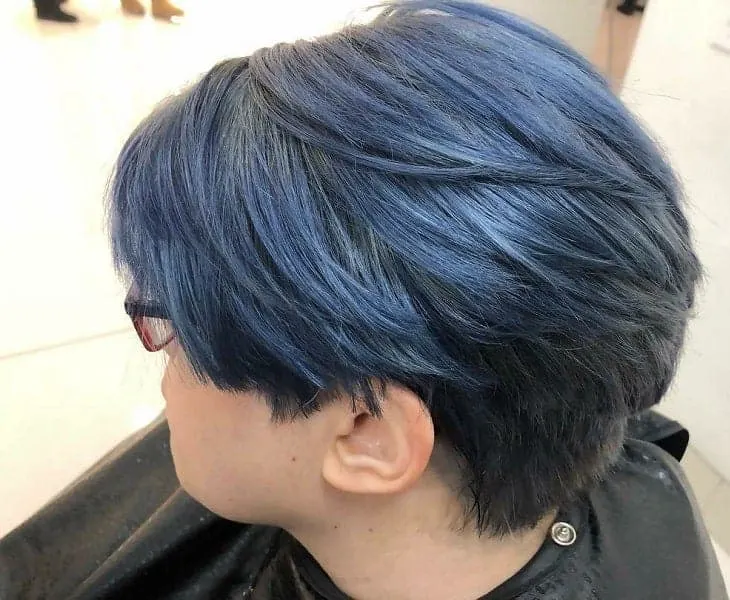 short royal blue hair