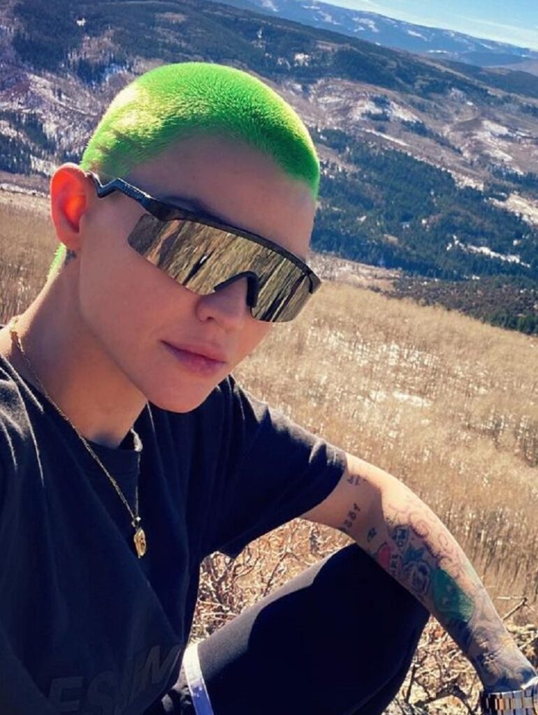 ruby rose with dyed buzzz cut