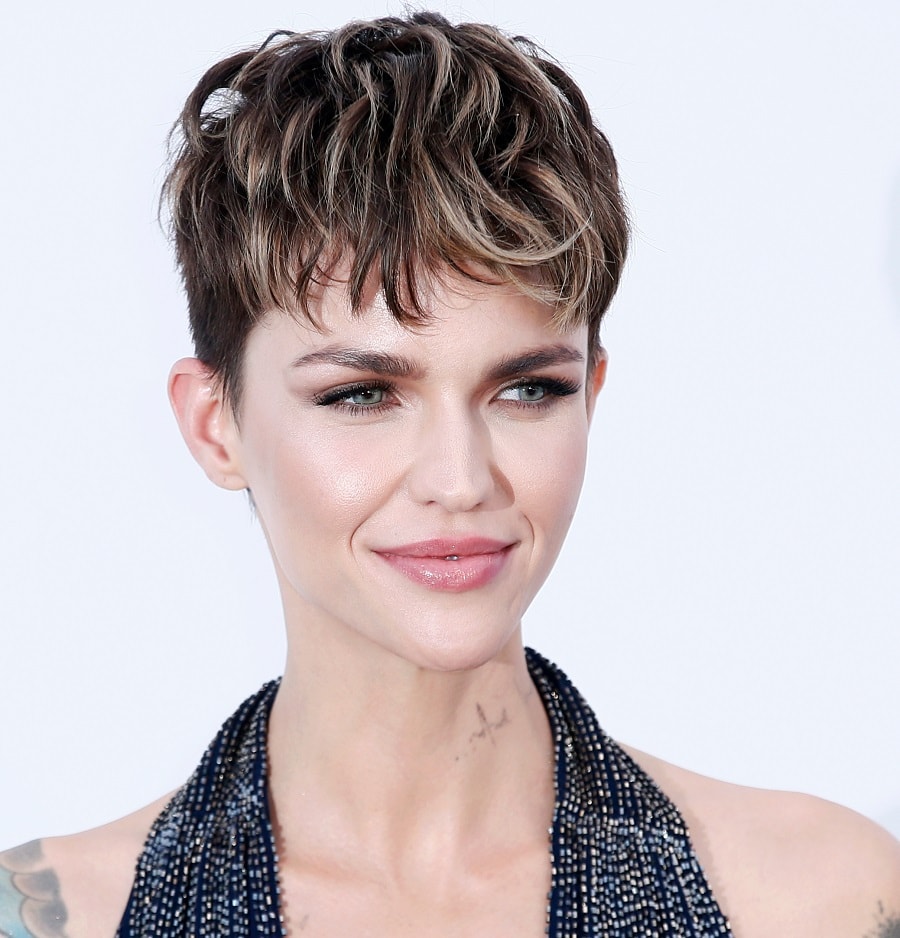 ruby rose with tousled bowl cut
