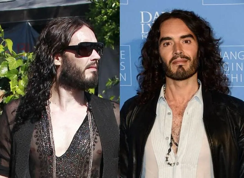 russell brand with full beard and long hair
