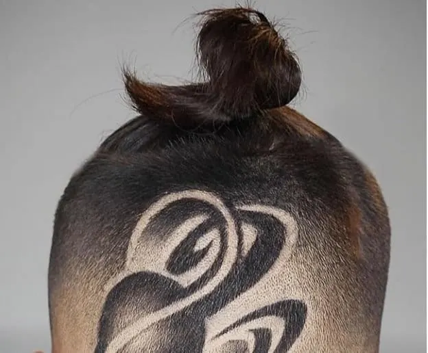 samurai bun with hair design