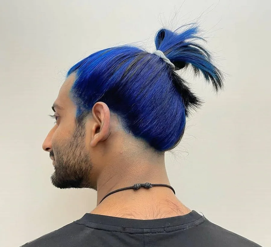 samurai top knot with dyed hair