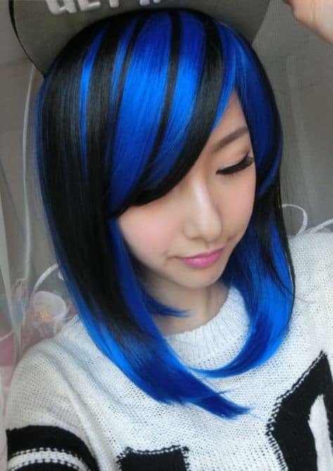 girl with blue and black scene hair