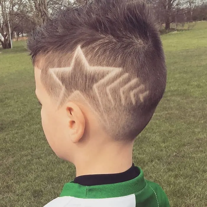 boy's school haircut with design 