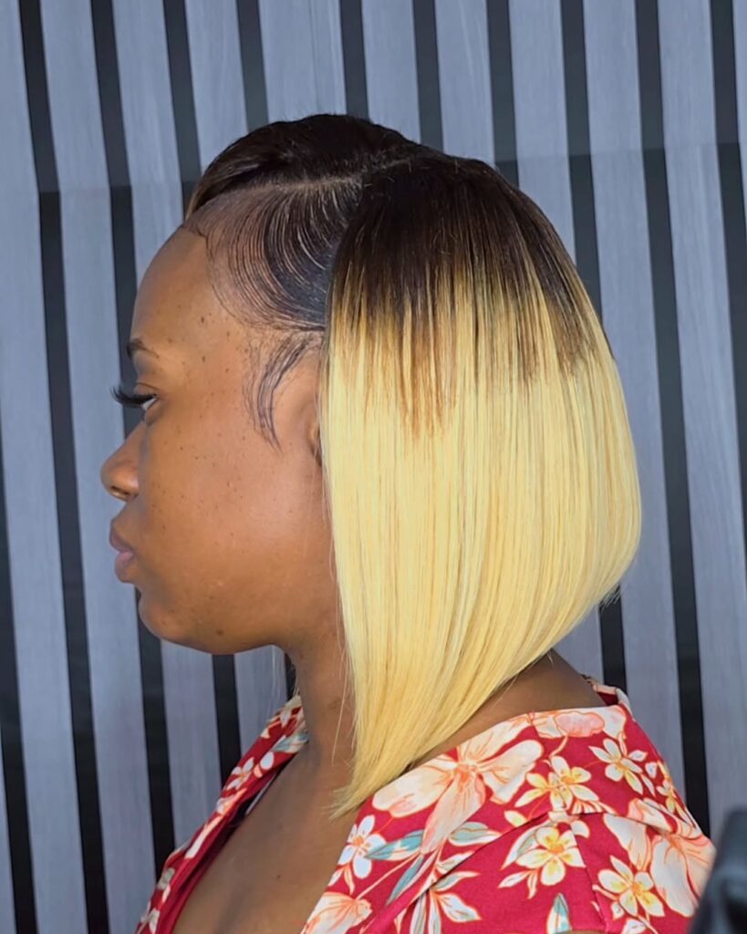 sew in ombre angled bob