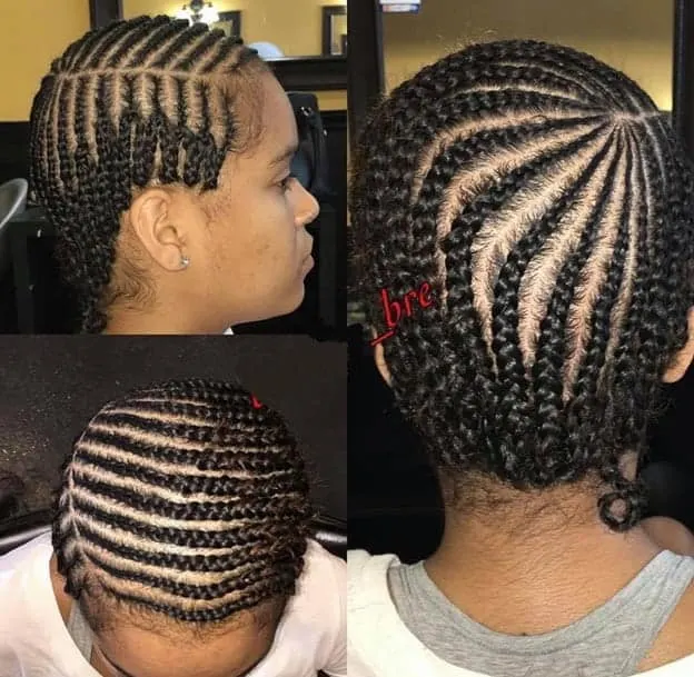 Side Part Sew in Braid with Pattern