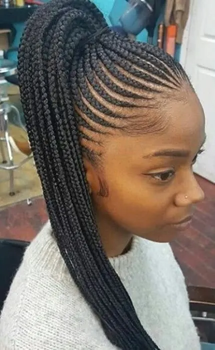 sew in braided hairstyle for black women