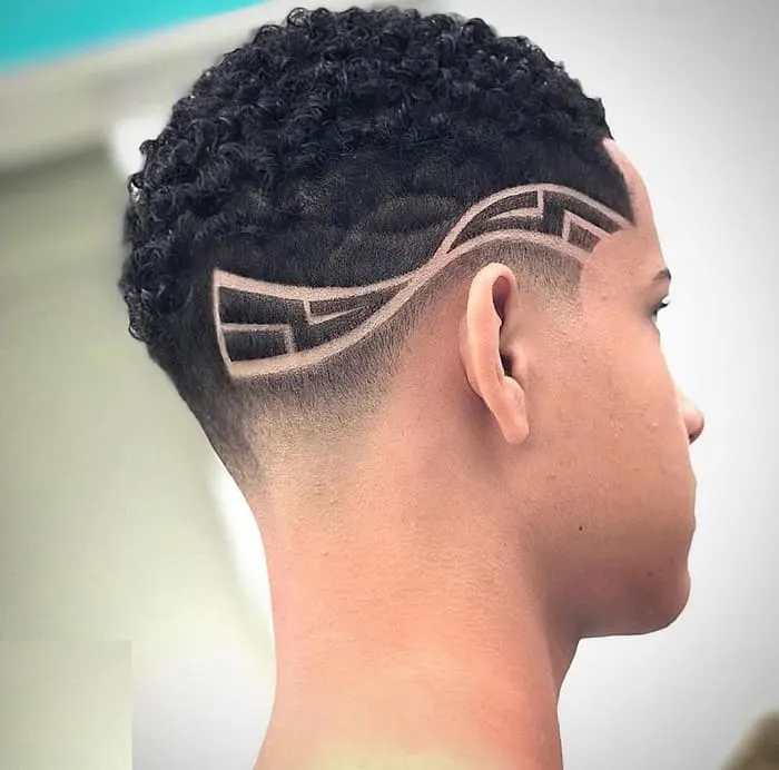 shadow fade haircut with design