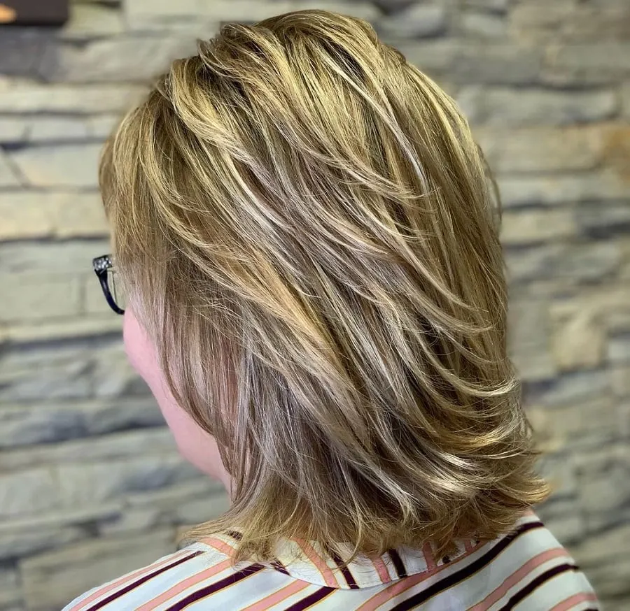 shaggy balayage hairstyle for women over 60
