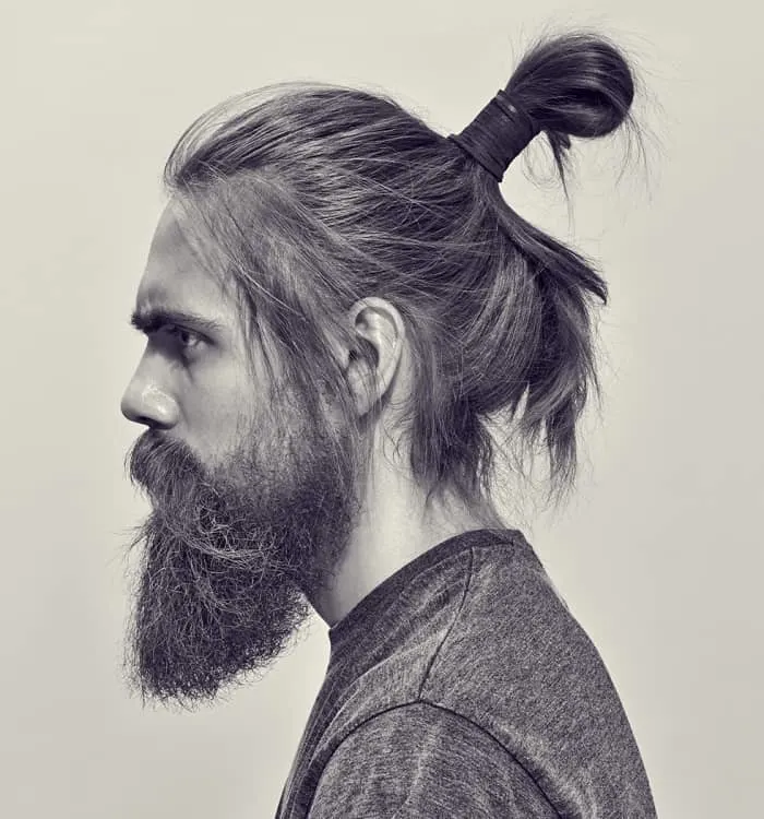 man bun with shaggy hair