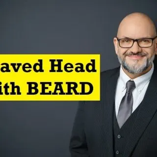 shaved head with beard
