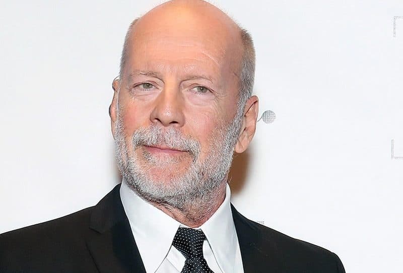 Bruce Willis shaved head with beard