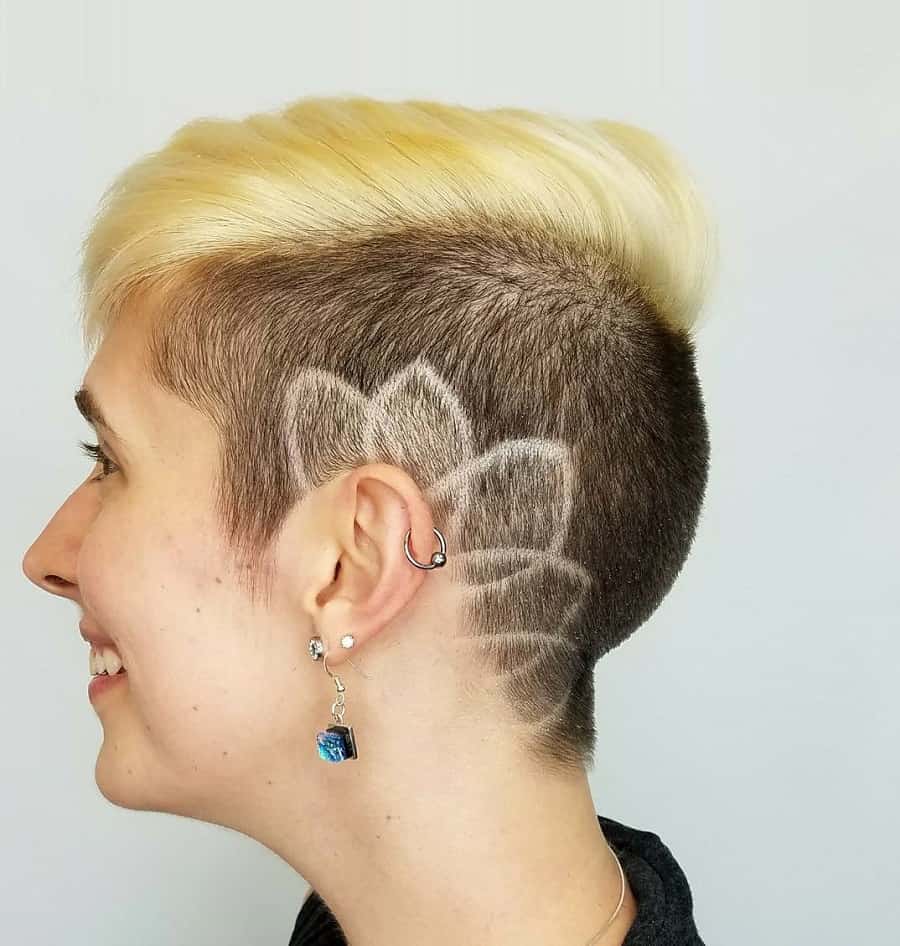 shaved pixie cut with pattern