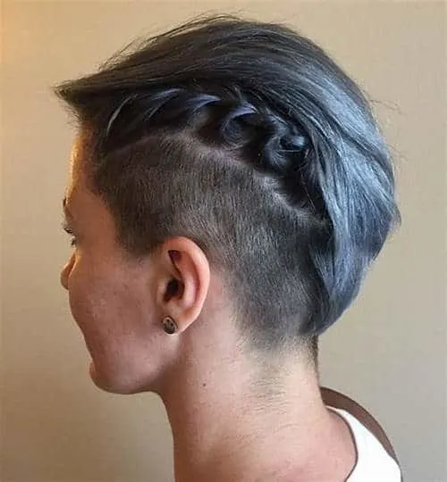 braided undercut hairstyle with shaved side