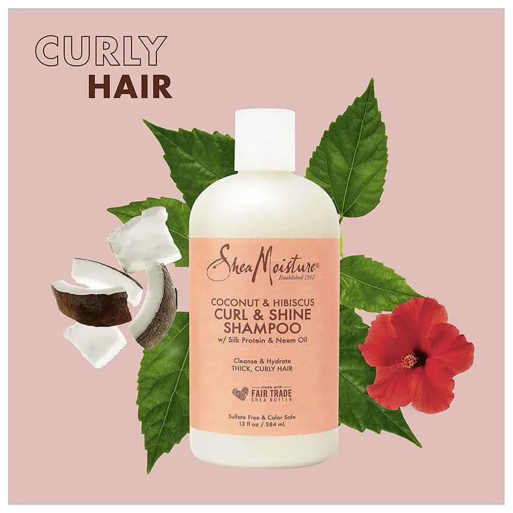 shea moisture curl and shine coconut shampoo for curly hair