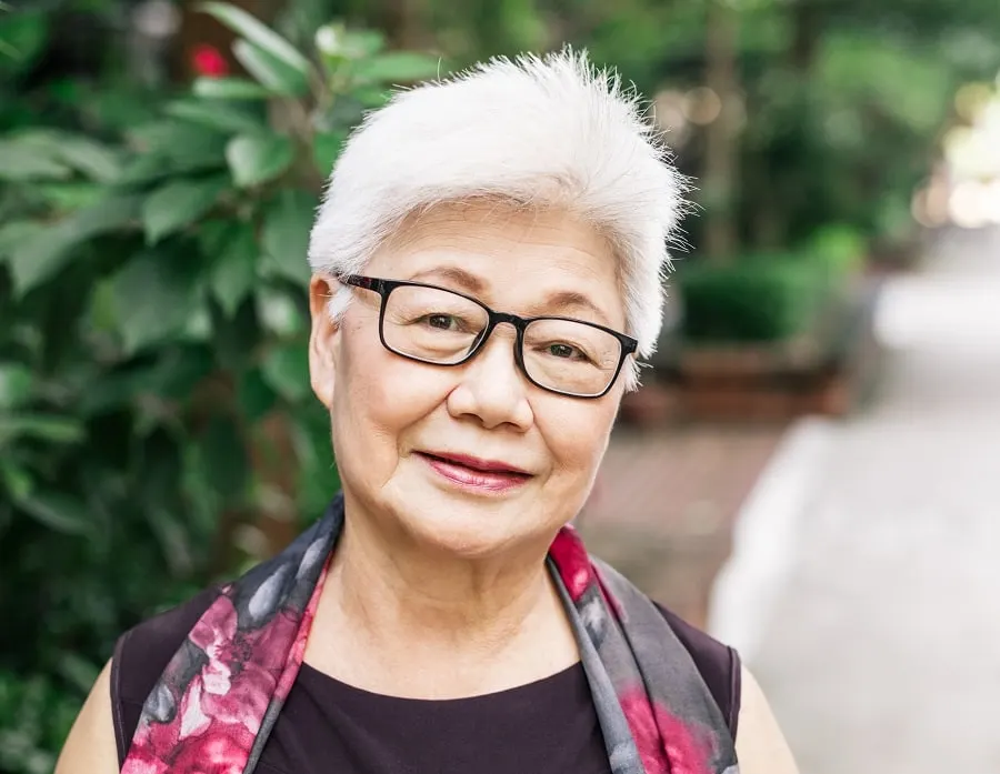 Short and spiky Asian haircut over 70
