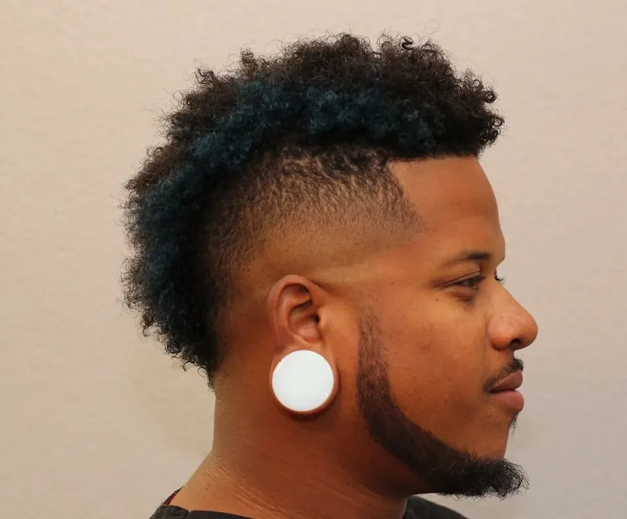 short afro mohawk with fade