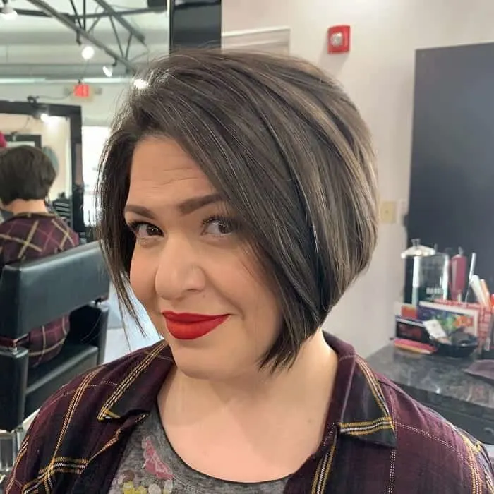 Short Angled Bob for Round Face