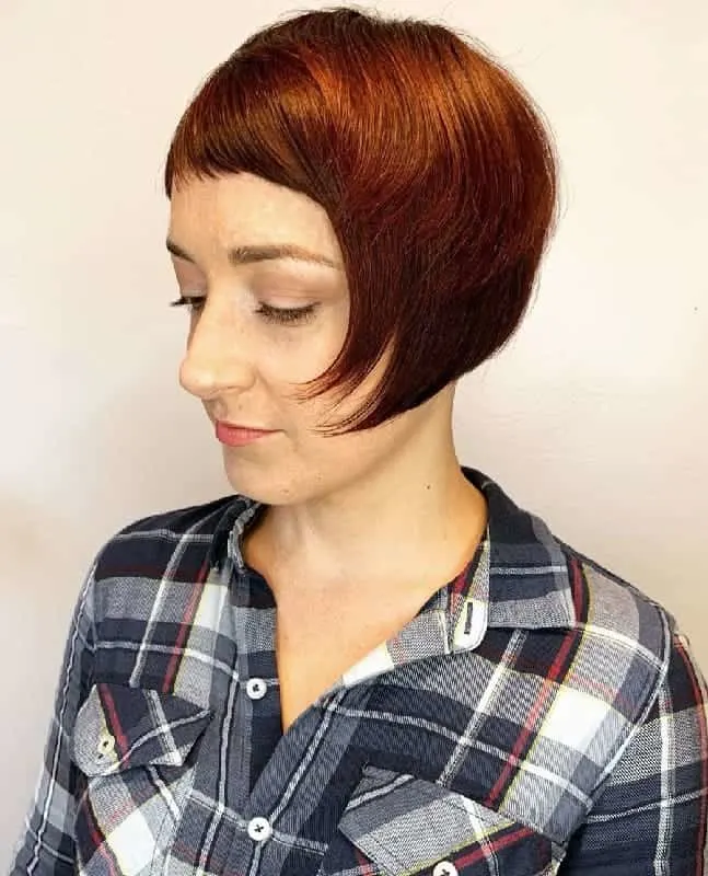 Short Angled Bob With Side Swept Bangs