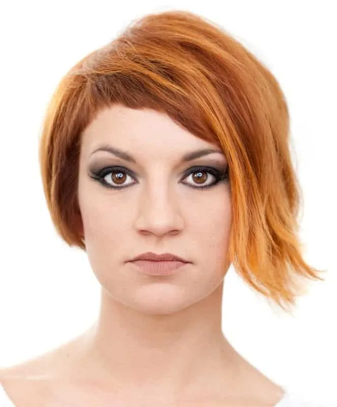 short asymmetrical ginger hair