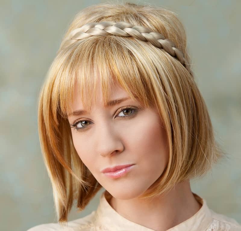 short bangs with braid