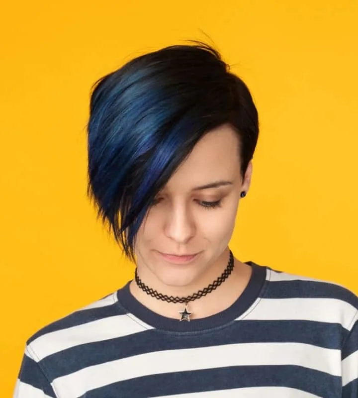 short black and blue hair