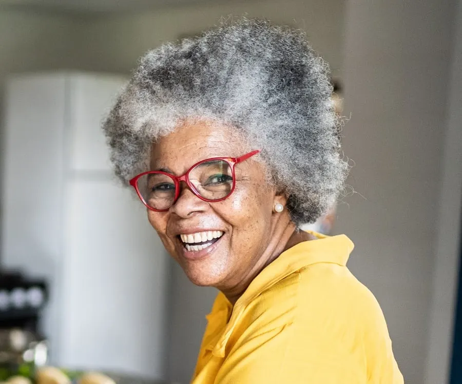 short black and grey afro hair