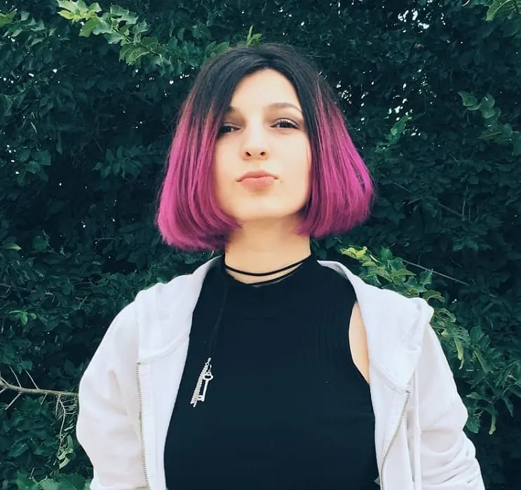 short black and purple hair