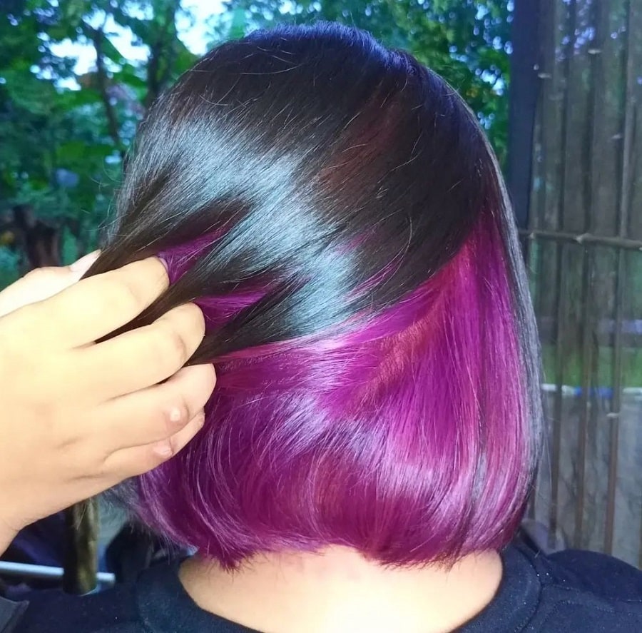 short black hair with purple underneath