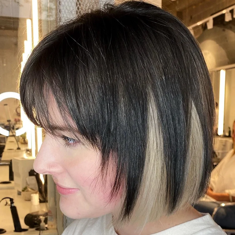 short black hair with white underneath