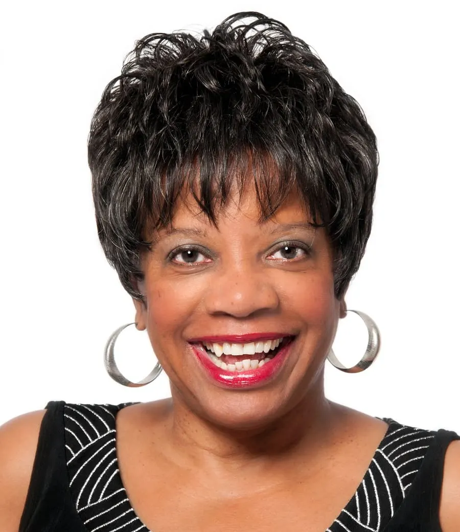 short black hairstyle with bangs and layers