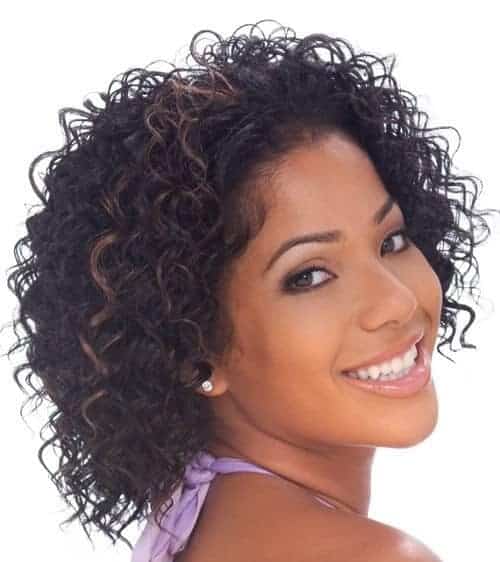 short black curly sew in weave