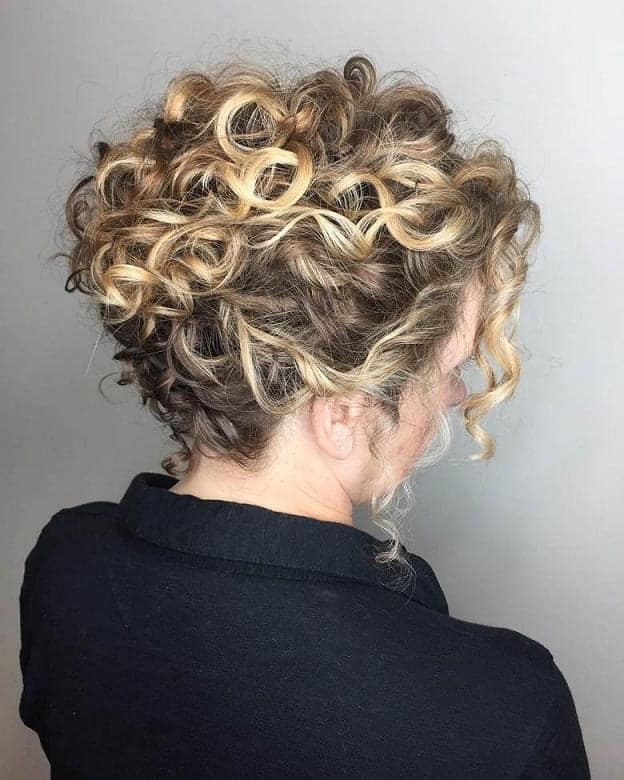 updo for short blonde curly hair