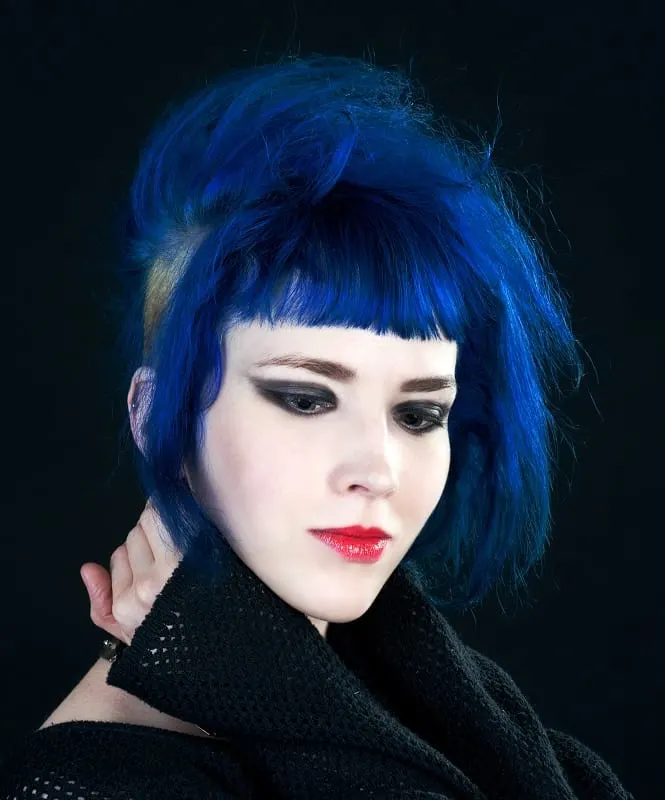 short deep blue hair