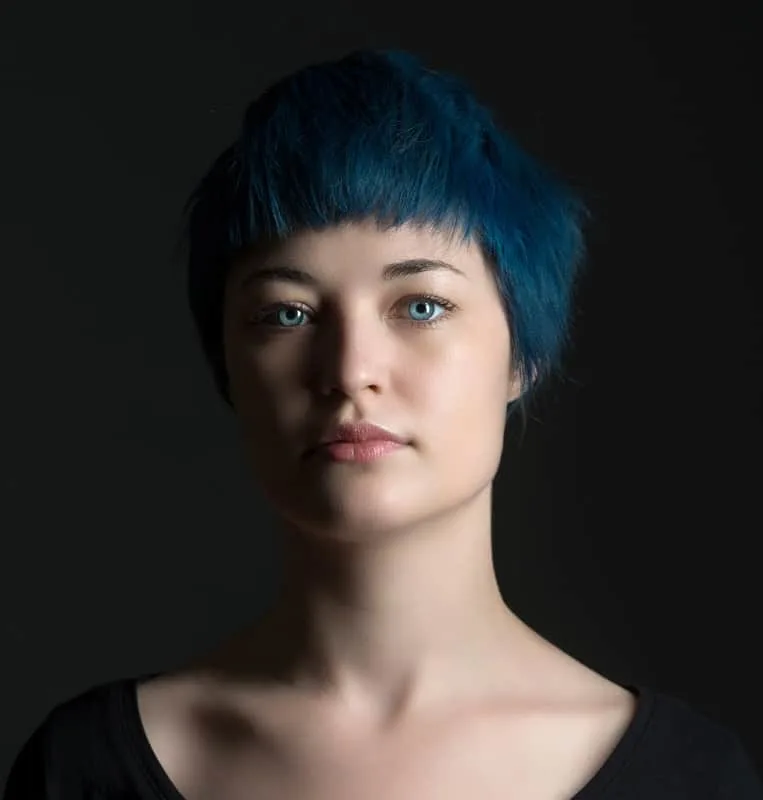 short blue hair