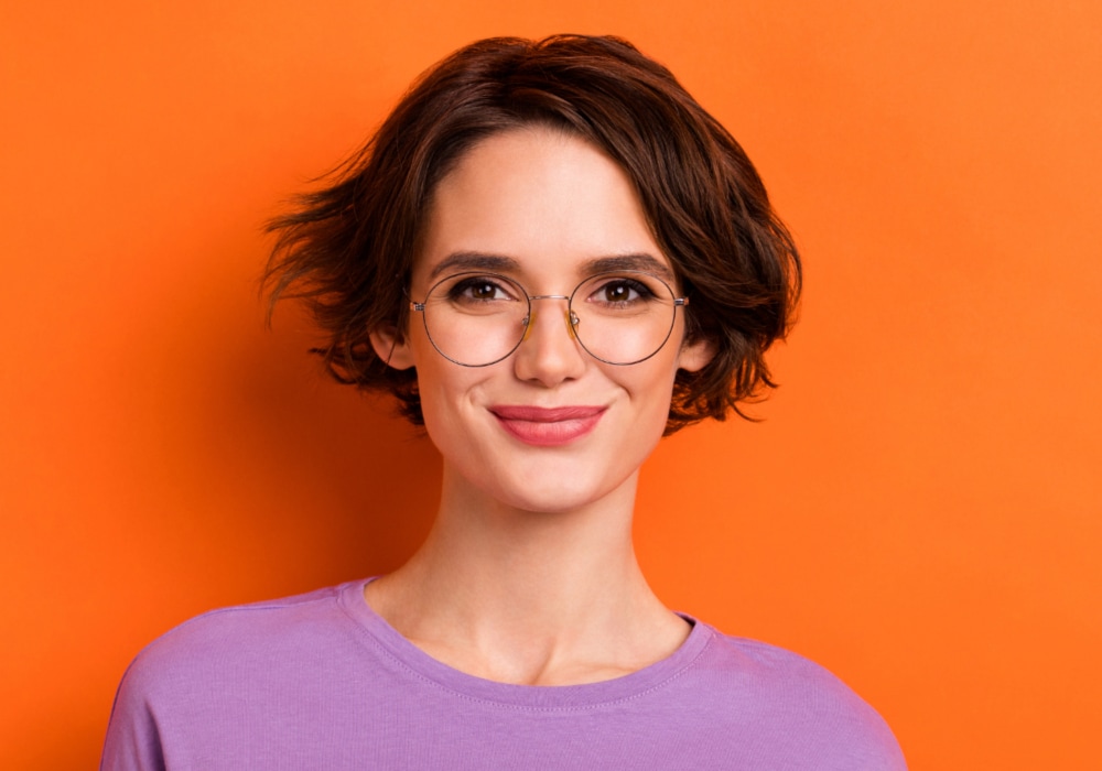 short bob for oval face with glasses
