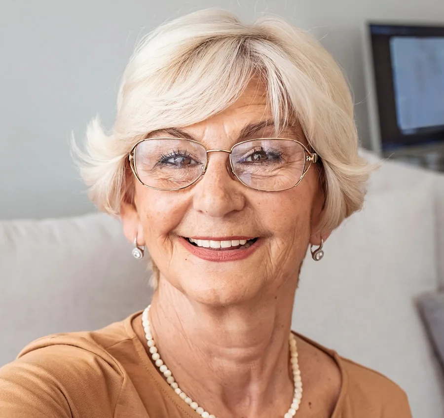 short bob for over 70 with glasses