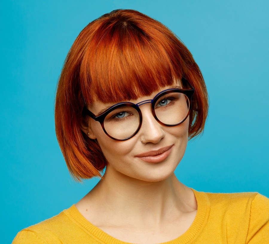 short bob hairstyle with glasses