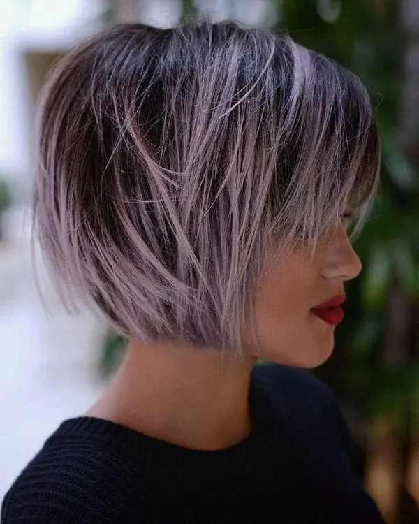 Short Lavender Bob with Bangs