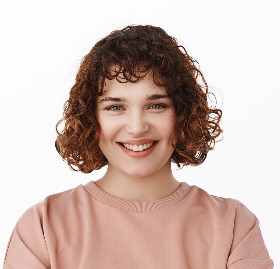 A short bob with bangs for a heart-shaped face