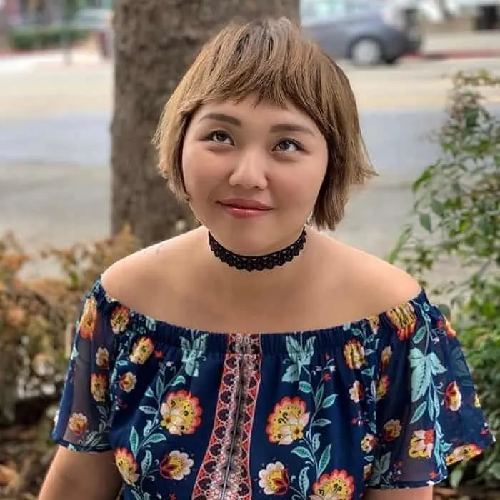 Short Bob with Bangs for Round Face