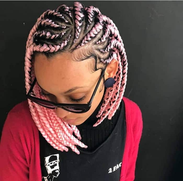 short pink box braids