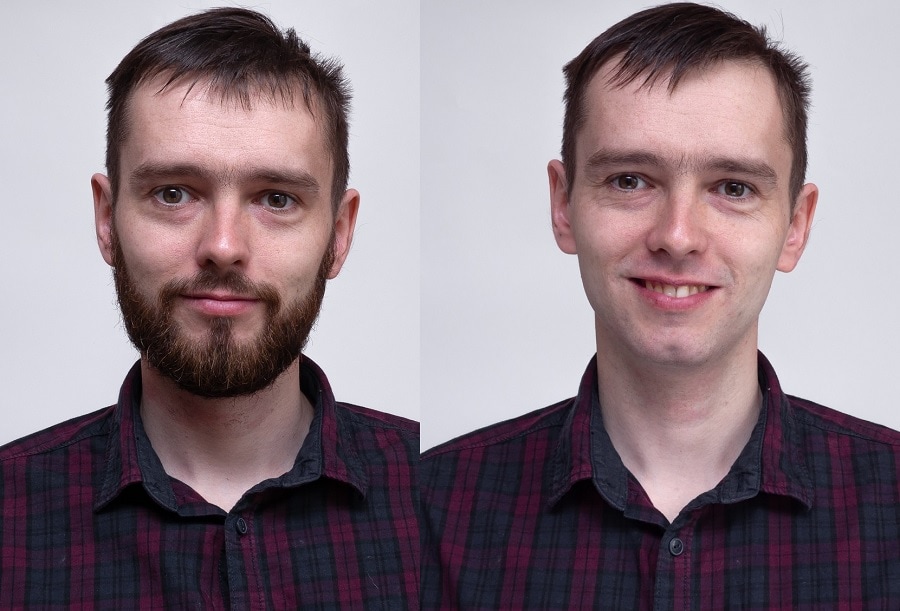 Short boxy beard before and after appearance