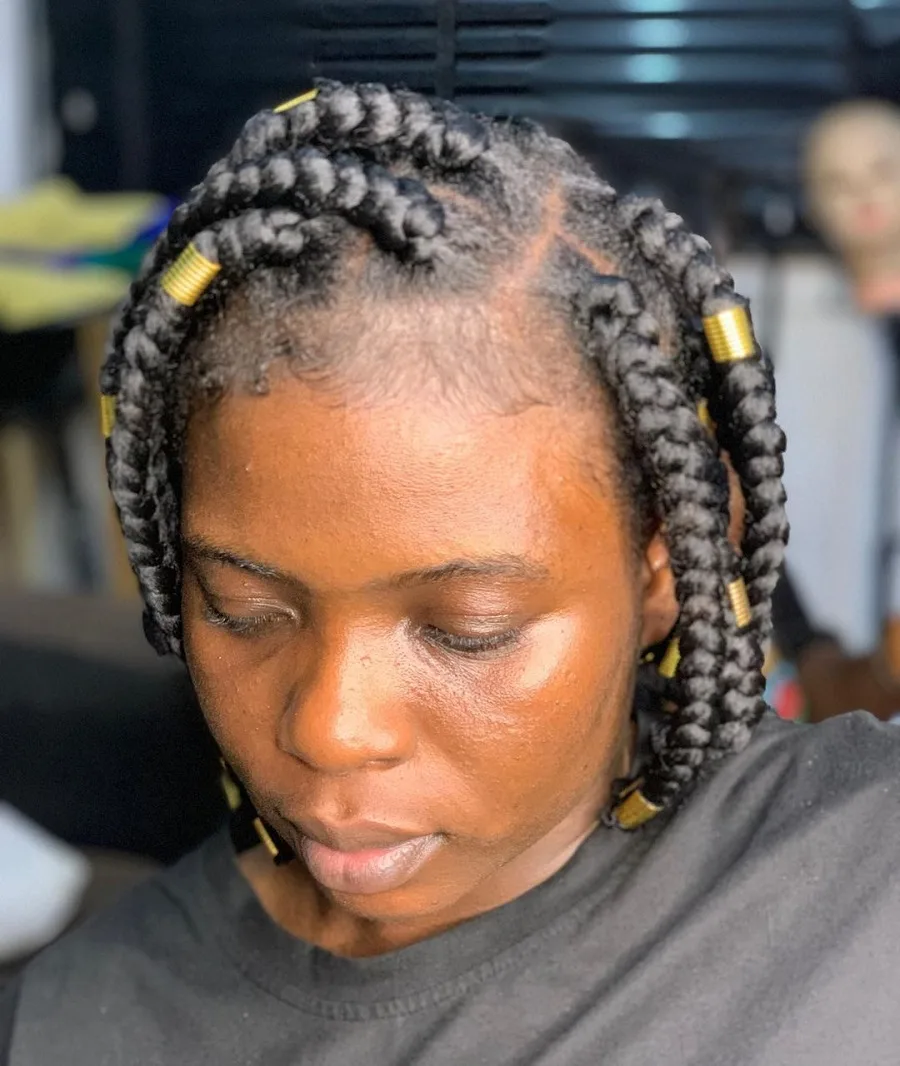 short braids with beads for black hair