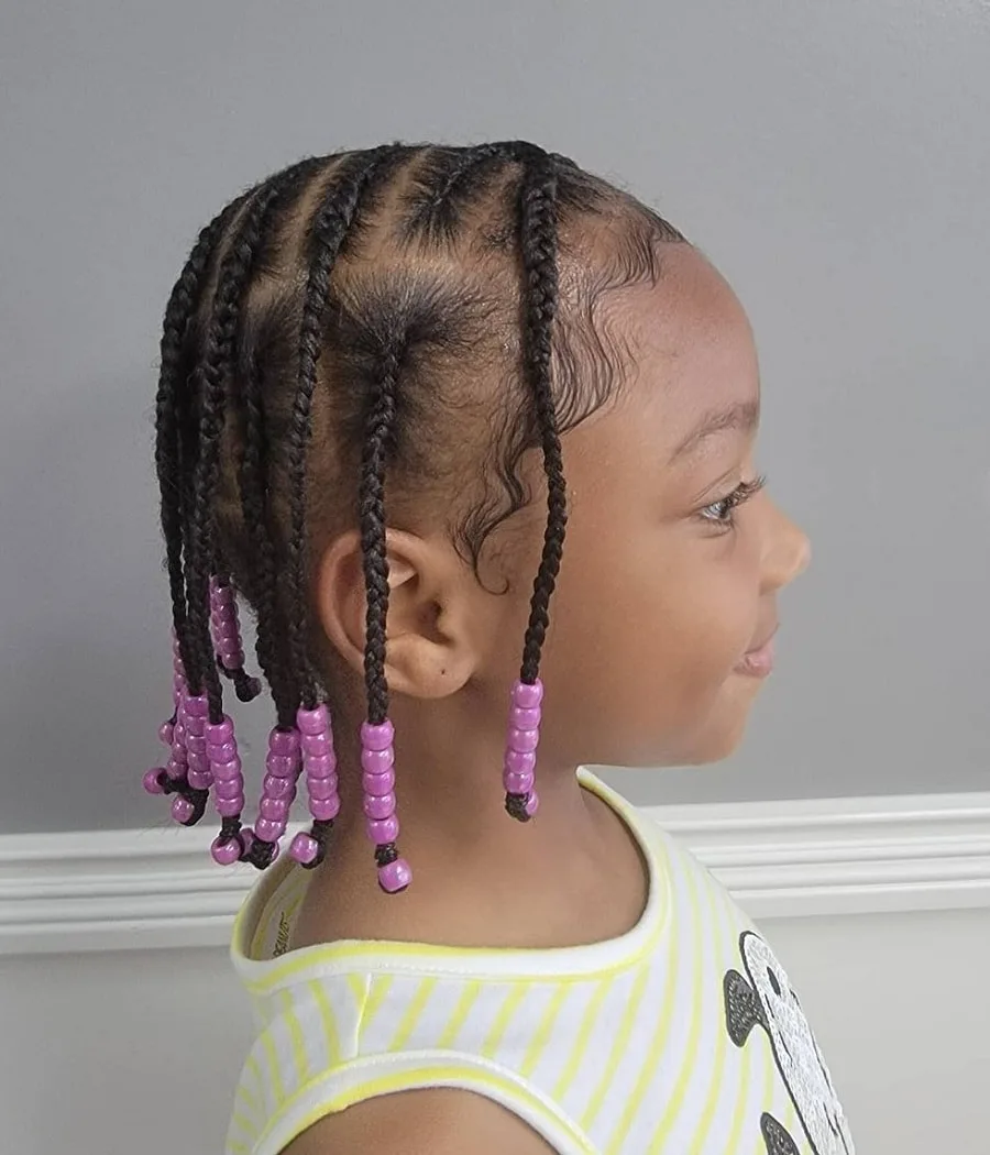 Braids & Floating Beads  Protective Style for little girls ▸ Natural Hair  for Kids 