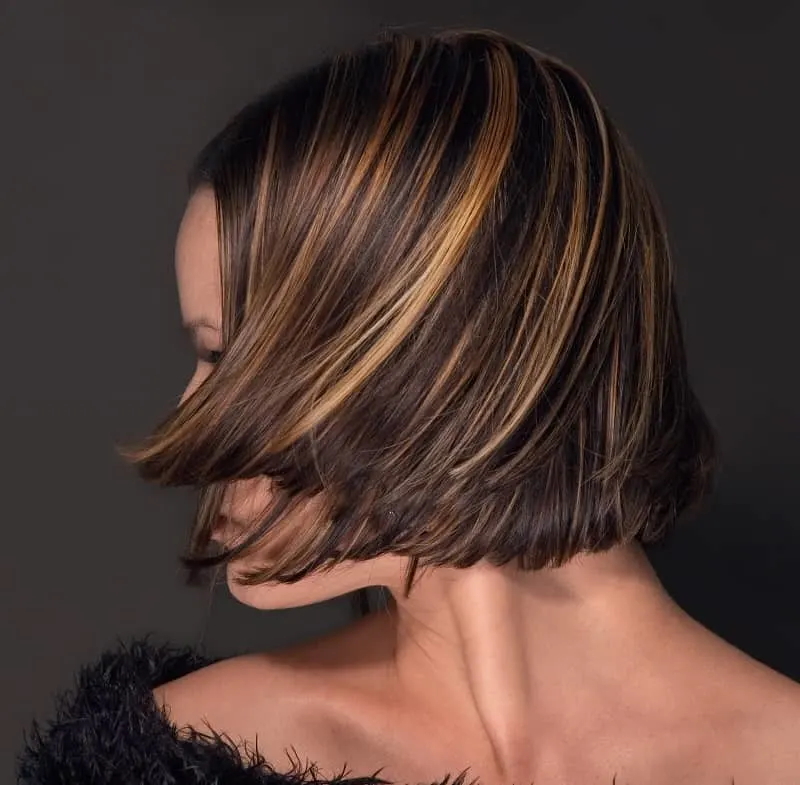short brown hair with blonde highlights